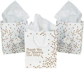 img 2 attached to 🎁 Fun Express - Set of 12 Medium Gold Wedding Dot Gift Bags for Wedding - Party Supplies - Paper Gift Bags with Handles - Wedding Décor