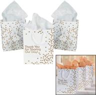 🎁 fun express - set of 12 medium gold wedding dot gift bags for wedding - party supplies - paper gift bags with handles - wedding décor logo