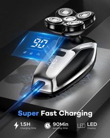 img 1 attached to 🪒 Advanced 5D Floating Electric Head Shaver for Smooth Bald Look - USB Charge, Waterproof, LED Display - Wet and Dry Shaving, Perfect for Men