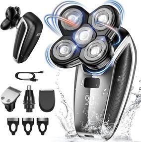 img 4 attached to 🪒 Advanced 5D Floating Electric Head Shaver for Smooth Bald Look - USB Charge, Waterproof, LED Display - Wet and Dry Shaving, Perfect for Men