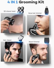 img 2 attached to 🪒 Advanced 5D Floating Electric Head Shaver for Smooth Bald Look - USB Charge, Waterproof, LED Display - Wet and Dry Shaving, Perfect for Men