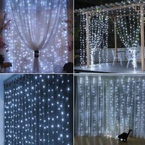 img 1 attached to SEO-Optimized 300 LED Window Curtain String Light with Remote Control Timer for Christmas Wedding Party Home Garden Bedroom Outdoor Indoor Decoration, White - Twinkle Star