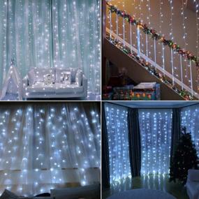 img 2 attached to SEO-Optimized 300 LED Window Curtain String Light with Remote Control Timer for Christmas Wedding Party Home Garden Bedroom Outdoor Indoor Decoration, White - Twinkle Star