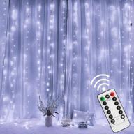 seo-optimized 300 led window curtain string light with remote control timer for christmas wedding party home garden bedroom outdoor indoor decoration, white - twinkle star логотип