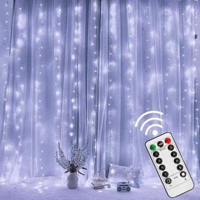 img 4 attached to SEO-Optimized 300 LED Window Curtain String Light with Remote Control Timer for Christmas Wedding Party Home Garden Bedroom Outdoor Indoor Decoration, White - Twinkle Star