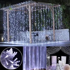 img 3 attached to SEO-Optimized 300 LED Window Curtain String Light with Remote Control Timer for Christmas Wedding Party Home Garden Bedroom Outdoor Indoor Decoration, White - Twinkle Star