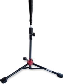 img 4 attached to 🔥 PowerNet Baseball Softball Batting Tee - Hitting Drill Coaching Aid - Adjustable Height 27.5-44 Inches - Portable and Collapsible - Rolled Rubber Top - Extra Wide Base