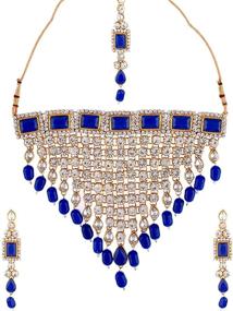 img 4 attached to Efulgenz Jewelry Ожерелье Серьги Bollywood