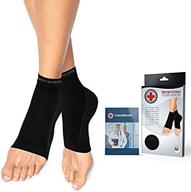 🦶 doctor-developed copper foot sleeves/plantar fasciitis socks (pair) and doctor-written handbook - assured relief for plantar fasciitis, heel support & ankle conditions (black, size l) логотип