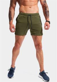 img 2 attached to Pudolla Men's Gym Workout Shorts for Weightlifting, Squatting, Bodybuilding Training - Jogger with Zipper Pockets