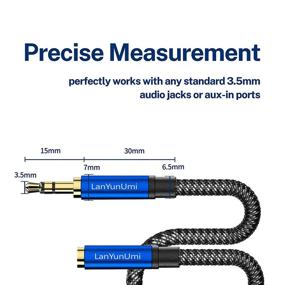 img 2 attached to 💎 Премиум-экранованный оплетенный 3-футовый мужской на женский 3.5 мм AUX удлинительный кабель от LanYunUmi - длинный наушниковый стерео аудио удлинительный кабель - удлинительный кабель 1/8 3.5 мм 3 фута / 1 м