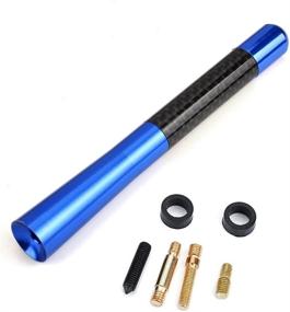 img 1 attached to 🔧 Universal 5-Inch Carbon Fiber Aluminum Short Antenna with Polished Blue Finish and Screws Base