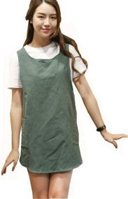 img 3 attached to Japanese Style Shortened Design Apron with Pockets - Ideal for Kitchen Cooking, DIY, Crafting, and Baking (Army Green)