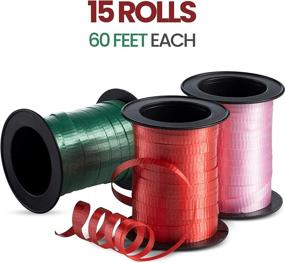 img 3 attached to 🎀 Versatile Curling Ribbon (Bulk 15 Rolls) - Assorted Colors for Fabric Ribbon, Arts and Crafts, Hair, Gifts, Wrapping, Balloons, Florist, Flowers - 60 Feet Each