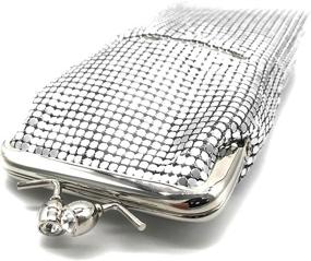 img 1 attached to Stylish Women's Metal Mesh Cigarette Case/Eyeglass Case: Crystal Stones Kiss Lock Closure for Elegance & Convenience