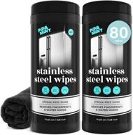 🧽 stainless steel cleaner wipes - 2 pack x 40 - removes fingerprints, streaks & watermarks - for refrigerators, ovens, grills & dishwashers - includes microfiber cloth logo