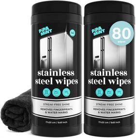 img 4 attached to 🧽 Stainless Steel Cleaner Wipes - 2 Pack x 40 - Removes Fingerprints, Streaks & Watermarks - For Refrigerators, Ovens, Grills & Dishwashers - Includes Microfiber Cloth