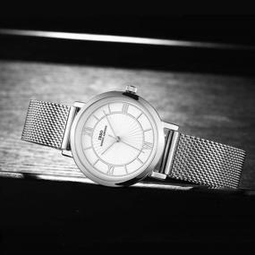 img 2 attached to 🌊 Waterproof Women's Quartz Wristwatch: Mesh Stainless Steel Bracelet Watch by Relogio Feminino