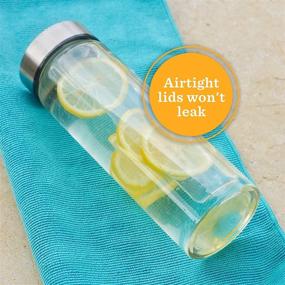 img 1 attached to 🍹 4 Pack Wide Mouth Glass Juice Bottles with Lids - BPA Free, Leakproof, Reusable - Ideal for Juicing, Smoothies, and Infused Water - 16oz Capacity, Stainless Steel Lids, Borosilicate