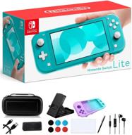 🎮 newest nintendo switch lite - 5.5" touchscreen display & built-in plus control pad - family christmas holiday gaming bundle with ipuzzle 9-in-1 carrying case - turquoise logo