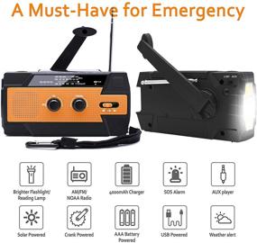 img 3 attached to Portable Emergency Solar Hand Crank Radio – NOAA Weather Radio with AM/FM, LED Flashlight, Reading Lamp, 4000mAh Power Bank USB Charger, and SOS Alarm – Ideal for Household and Outdoor Emergency Situations