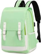 15.6 inch teal laptop backpack with usb charge port - school bag for teen girls, women, college travel - daypack bookbag in teal green logo