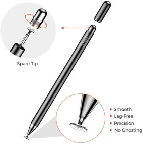 img 2 attached to 🖊️ 2021 Updated Stylus Pens for iPad Pencil with Palm Rejection Glove - Capacitive Touch Screen Pens for Drawing, Writing, Kid Students - Compatible with Phone, iPad, Android, Surface (Black)