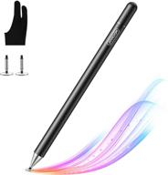 🖊️ 2021 updated stylus pens for ipad pencil with palm rejection glove - capacitive touch screen pens for drawing, writing, kid students - compatible with phone, ipad, android, surface (black) logo
