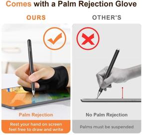 img 3 attached to 🖊️ 2021 Updated Stylus Pens for iPad Pencil with Palm Rejection Glove - Capacitive Touch Screen Pens for Drawing, Writing, Kid Students - Compatible with Phone, iPad, Android, Surface (Black)