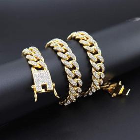 img 2 attached to EXGOX 18K Gold Plated Iced Out Hip Hop Bracelet - Cuban Link Chain with Full Cubic Zirconia Stone for Bling-Bling Style