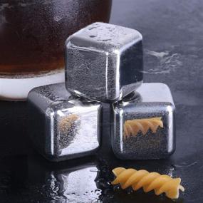 img 1 attached to 🧊 Set of 6 Stainless Steel Reusable Ice Cubes, Ice Wine Stones, Whiskey Chilling Rocks, Metal Beer and Wine Cooler Cubes with Freezer Storage Tray by J.J AUGUST