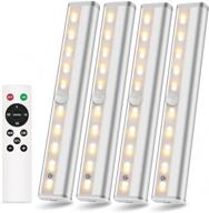 💡 lanbojindi battery operated under cabinet lights - wireless led closet lights for kitchen stairs wardrobe - remote controlled & easy installation - 4 pack логотип