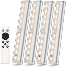 img 4 attached to 💡 LANBOJINDI Battery Operated Under Cabinet Lights - Wireless LED Closet Lights for Kitchen Stairs Wardrobe - Remote Controlled & Easy Installation - 4 Pack