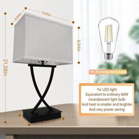 img 3 attached to 💡 Oyedis 3-Way Dimmable Touch Control Table Lamp with Type C/USB Charging Port and 1 AC Outlet - White Linen Shade Bedside Lamp for Bedroom Living Room Office and Hotel (Matte Black) - Bulb Included