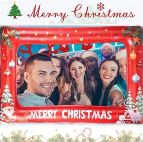 img 2 attached to 🎄 Inflatable Christmas Photo Booth Frame with Headband Set for Festive Party Decorations - Large Size (33.8 x 22 Inch)
