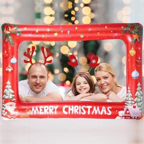 img 4 attached to 🎄 Inflatable Christmas Photo Booth Frame with Headband Set for Festive Party Decorations - Large Size (33.8 x 22 Inch)