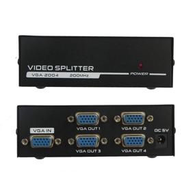 img 4 attached to 💻 Deeirao 4 портовый VGA видеоразветвитель для дублирования экрана ПК на 4 монитора - VGA/SVGA ЖК-КПД Разветвитель, 200МГц поддерживает высокое разрешение до 1920х1400 (4-х портовый разветвитель)