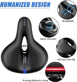 img 3 attached to 🚲 Gincleey Comfort Bike Seat: Wide Memory Foam Padded Saddle for Women and Men - Dual Shock Absorbing, Universal Fit for Indoor/Outdoor Bikes