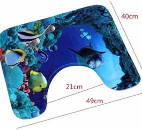 img 2 attached to 🐬 Dolphin 3-Piece Bathroom Rug Set: Non-Slip, Absorbent Mat, Toilet Covers - U-Shaped Rug, Elongated Lid Cover