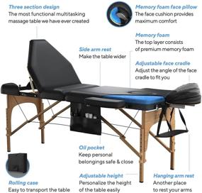 img 1 attached to 🛏️ Премиум складной массажный стол с памятью пены и сумкой на колесиках - удобная установка, регулируемая высота и удобство хранения.