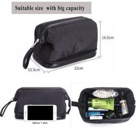 img 2 attached to 🧳 Black Travel Hanging Toiletry Bag - Shaving Dopp Kit Cosmetic Organizer for Men & Women with Sturdy Handle for Accessories, Shampoo, Healthcare, Personal Items, Toiletries