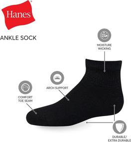 img 1 attached to 🧦 Durable and Versatile: Hanes Boys' Ankle Socks Multipack for Lasting Comfort