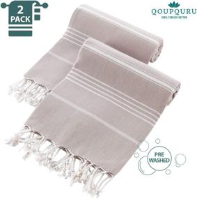 img 3 attached to 🏖️ 2 Pack Turkish Beach Towels (40 x 70) - Prewashed Peshtemal Towel Set – 100% Turkish Cotton – Lightweight, Extra Absorbent & Quick Drying – Oversized