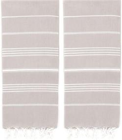 img 4 attached to 🏖️ 2 Pack Turkish Beach Towels (40 x 70) - Prewashed Peshtemal Towel Set – 100% Turkish Cotton – Lightweight, Extra Absorbent & Quick Drying – Oversized