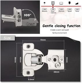 img 1 attached to 🔧 20-Pack 1/2 inch Overlay Soft Close Cabinet Hinge, 105° Concealed Hinges, 3-Way Adjustable Face Frame Kitchen Cabinet Door Hinges, Nickel Plated Stainless Steel Concealed Hinge