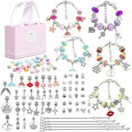 📿 96 piece diy charm bracelet making kit - jewelry making supplies with snake chains, pink gift box, craft jewelry beads for teen girls logo