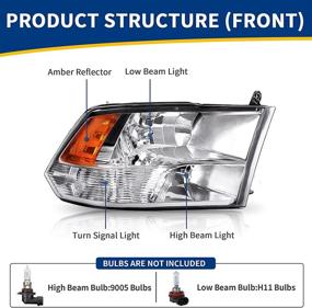 img 1 attached to 🚗 Upgrade Your Dodge Ram: AUTOSAVER88 Headlight Assembly ATHA0070 - Chrome Housing with Daytime Running Lamps - Compatible with 09-18 Dodge Ram 1500 2500 3500 Pickup QUAD