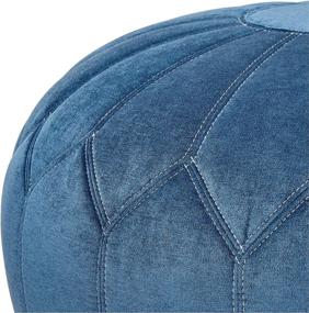 img 1 attached to 🔵 Madison Park Kelsey Round Floor Pillow Pouf Large - Soft Fabric, Polystyrene Beads Fill Ottoman Foot Stool - Mid-Century Modern Floral Design Oversized Beanbag, Blue