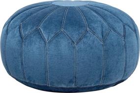 img 4 attached to 🔵 Madison Park Kelsey Round Floor Pillow Pouf Large - Soft Fabric, Polystyrene Beads Fill Ottoman Foot Stool - Mid-Century Modern Floral Design Oversized Beanbag, Blue