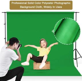 img 1 attached to UTEBIT 8x8ft Green Screen Backdrop - Premium Polyester Photo Chromakey Background Cloth for Studio Photography and Video Recording (Stand Not Included)